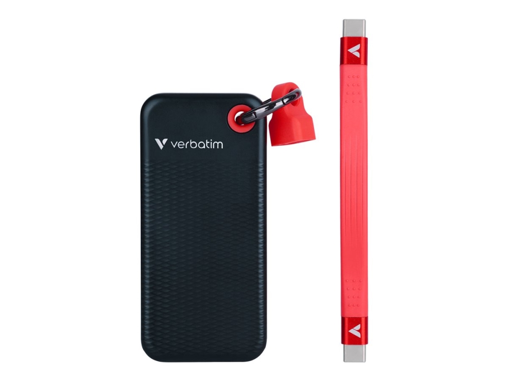 Verbatim Pocket Ssd, 2 Tb, M.2, Usb Typ-C, 3.2 Gen 2 (3.1 Gen 2), 10 Gbit/S, Schwarz, Rot