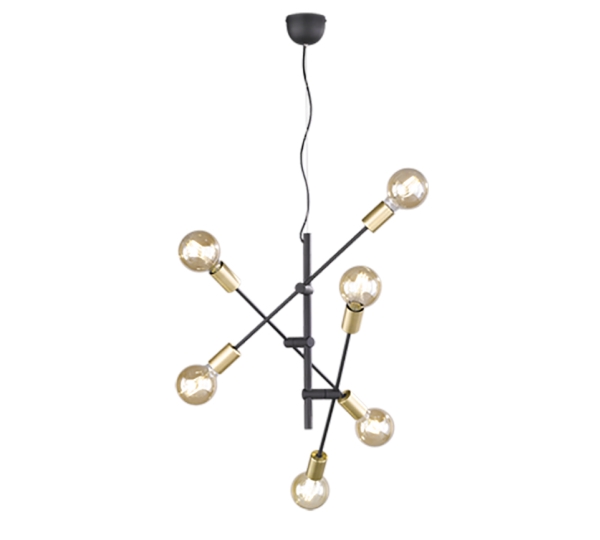 Trio Lighting Cross 6 Lampor E27 Ip20 Svart