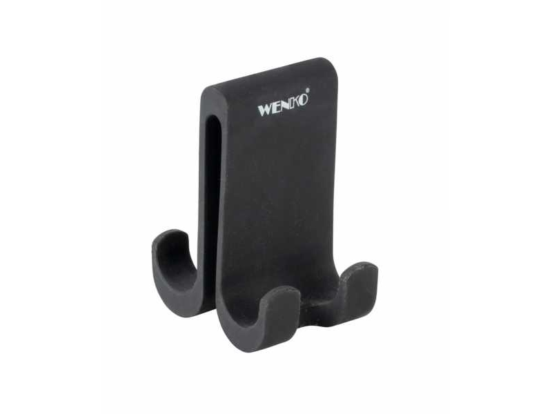 Wenko Silikon Doppel-Duschhaken Verna Duo Schwarz Aus Silikon, Drinnen, Universalhaken, Schwarz, Silikon, Rechteck, 5 Cm