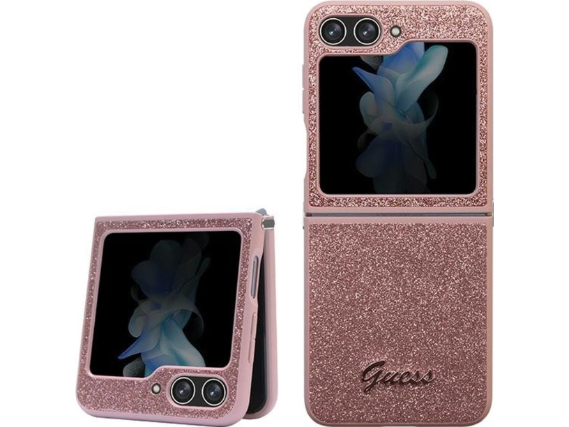 Samsung Galaxy Z Flip 5 Guess Dėklas Glitter Script (Guhczf5hggshp) Rožinės Spalvos