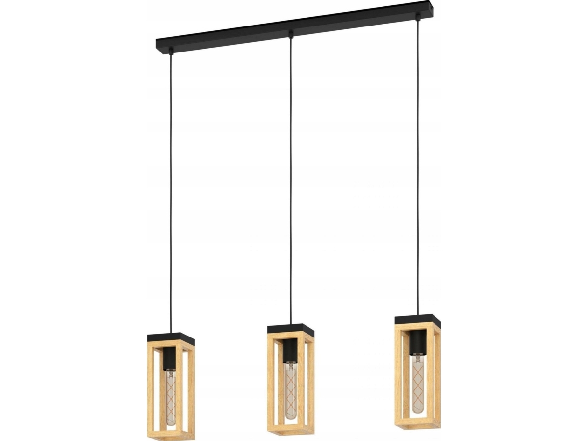 Pendant Lamp Eglo Nafferton 3 X E27 40w Black/wood Color 80 X 10 X 110 Cm