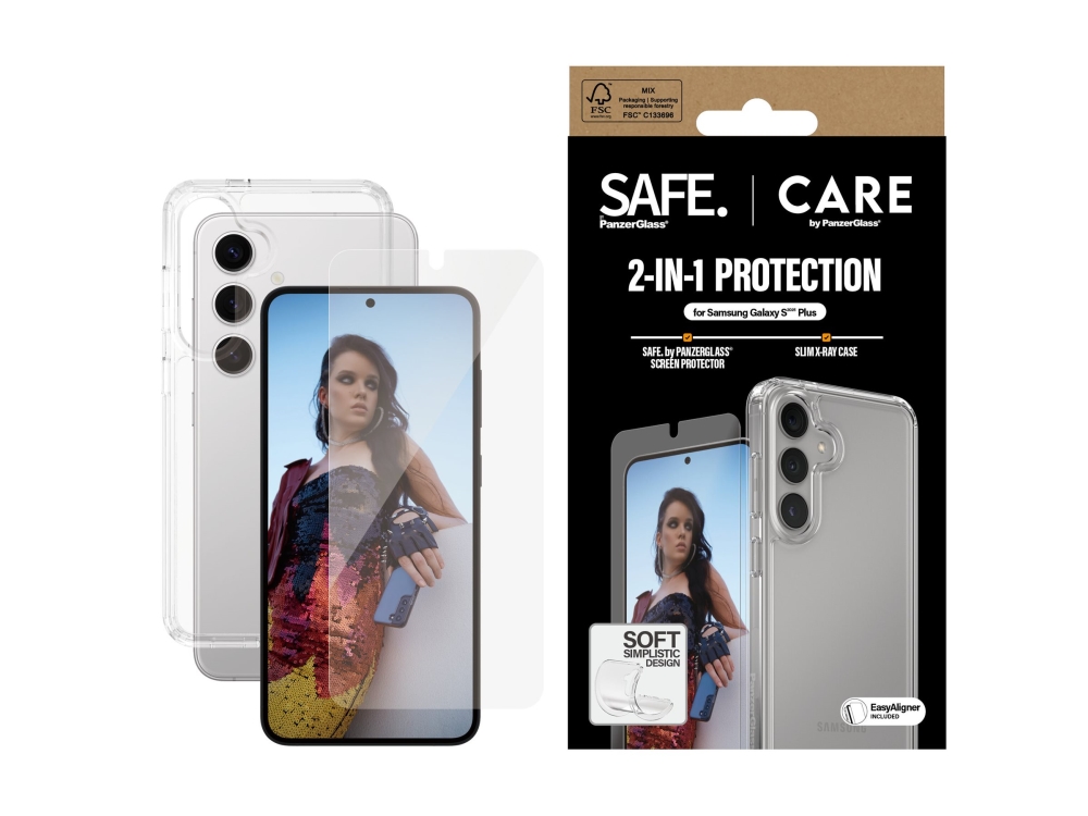 CARE by PanzerGlass - Baksidesskydd för mobiltelefon - termoplastisk polyuretan (TPU), härdat glas, oleofobisk beläggning, PET (Polyethylene Terephthalate), silikonfilmslim - med SAFE by PanzerGlass Skärmskydd Ultra-Wide Fit - för Samsung Galaxy S25+ | Tele & GPS - Mobil tillbehör - Skydd & Väskor | GameStuff