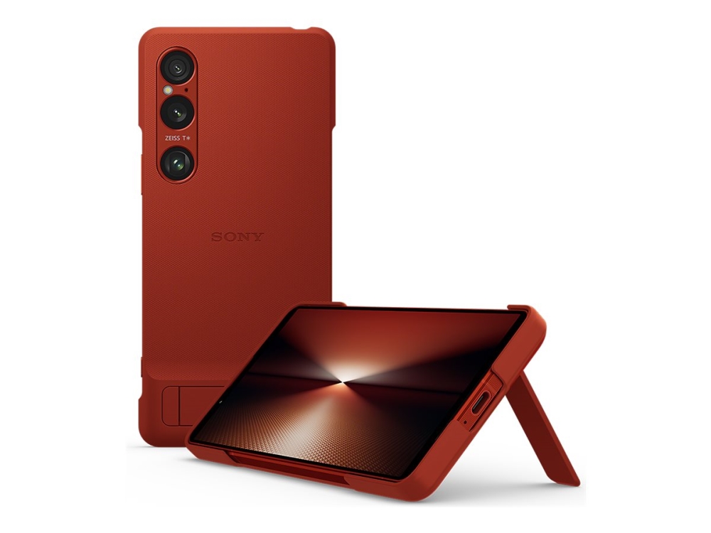 Sony Xqz Cbec Baksidesskydd För Mobiltelefon Med Stöd Och Ringrem Polykarbonat Pc Polyuretan Pu Scharlakansröd För Xperia 1 Vi