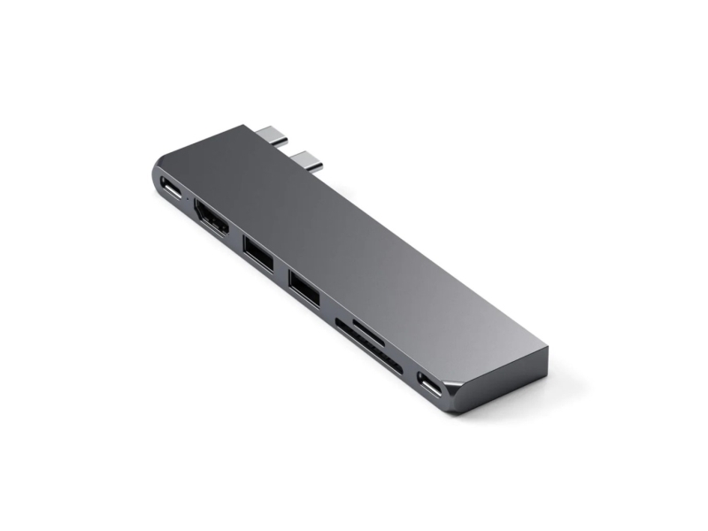 Satechi Satechi Pro Hub Slim Aluminiumhubb Med Dubbla Usb C För Macbook Usb 4 Hdmi 2x Usb A Sd/microsd Usb C Rymdgrå
