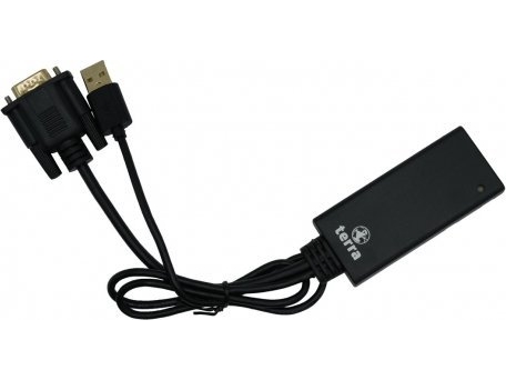 Dm Technology Terra Vga Zu Hdmi Adapter Mit Audio, Schwarz/Farbe: Schwarz, Usb Typ-A