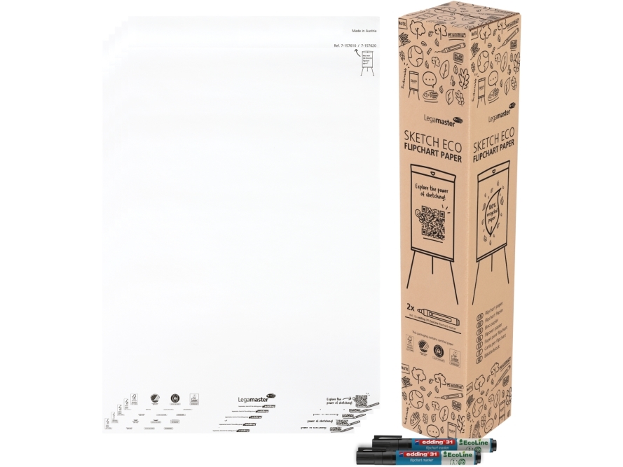 Legamaster SKETCH ECO papper för blädderblock vanligt 5x 20 ark, papper, 0,12 mm, 650 mm, 980 mm, 4,99 kg, 63 styck | Möbler - Tavla & Displays - Flipoverpapper | GameStuff