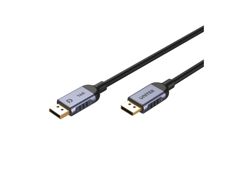 Unitek C1626gy01-2M Displayport 2.1 Black, 2 M, Displayport, Displayport, Hanstik, Hanstik, 15360 X 8640 Pixel