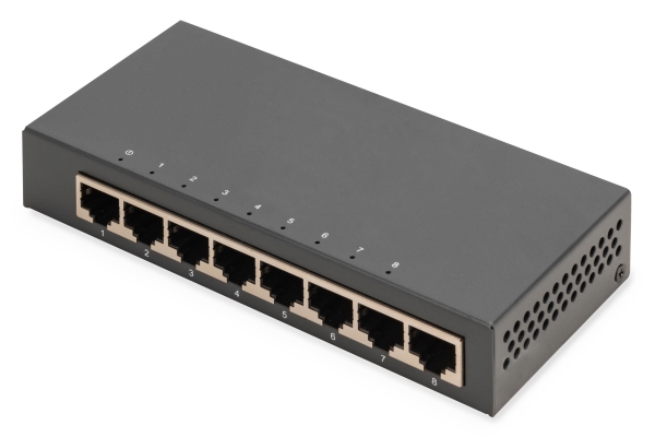 Digitus 8-Port Gigabit Switch, Desktop, Unmanaged, Metallgehäuse, Unmanaged, Gigabit Ethernet (10/100/1000)