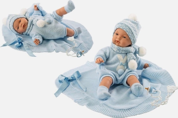 Llorens Llorens 13897 Joel 38 cm nukke sinisellä huovalla varustettuna