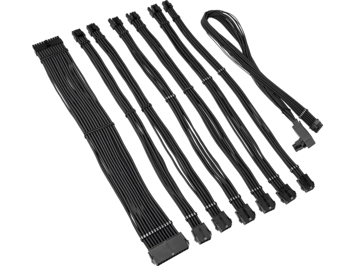 Kolink Core Pro Geflechtkabel-Verlängerungsset 12V-2X6 Typ 2 - Jet Juodas