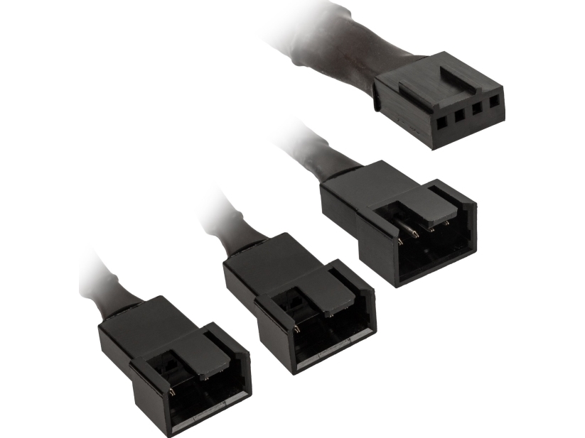 Y-Adapter Pc-Ventilator [1X Pc-Ventilatorstik 4-Pol. - 3X Pc-Ventilatortilslutning 4-Pol., Pc-Ventilatortilslutning 3-Pol.] 35 Cm Sort Kolink