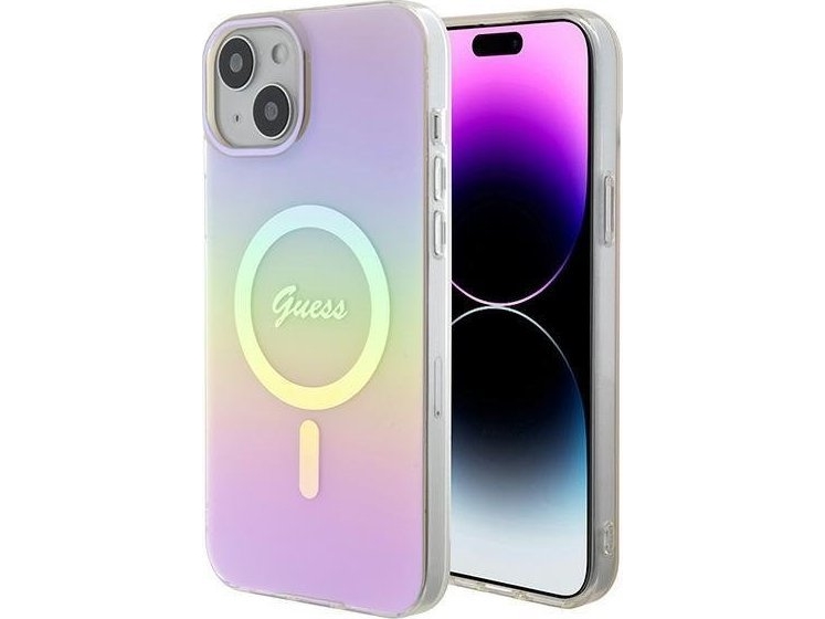 „Guess Iml Iridescent Magsafe“ Dėklas – Apple Iphone 15 Dėklas, Rausvas