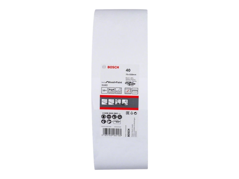 Bosch Best for Wood and Paint X440 - Slipband - för trä, målarfärg, fernissa - 10 delar - grus: 40 - 75 mm x 533 mm | Elverktyg - Tillbehör - Tillbehör till Slipmaskin | GameStuff