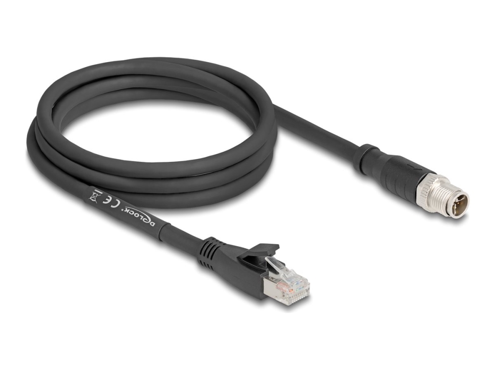 Delock - Netzwerk-Adapterkabel - 8-Polig M12-X (Buchse) Auf Rj-45 (Stecker) - 2 M - 6,8 Mm - S/Ftp - Cat 5E - X-Codiert, Flexibel - Schwarz