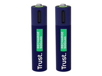 Trust - Batteri - USB-C + batteri 2 x AAA - (uppladdningsbara) - 500 mAh - blå
