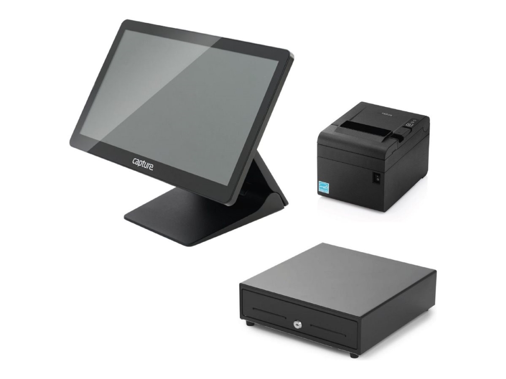 Capture - Allt-i-ett 1 x Core i3 - RAM 8 GB - SSD 128 GB - Gigabit Ethernet - Win 10 IoT 64-bitar - skärm: LCD 15 pekskärm - med Capture CA-CD410-480B cash drawer | Kontorsmaskiner - POS (Point of sale) - Allt i ett | GameStuff
