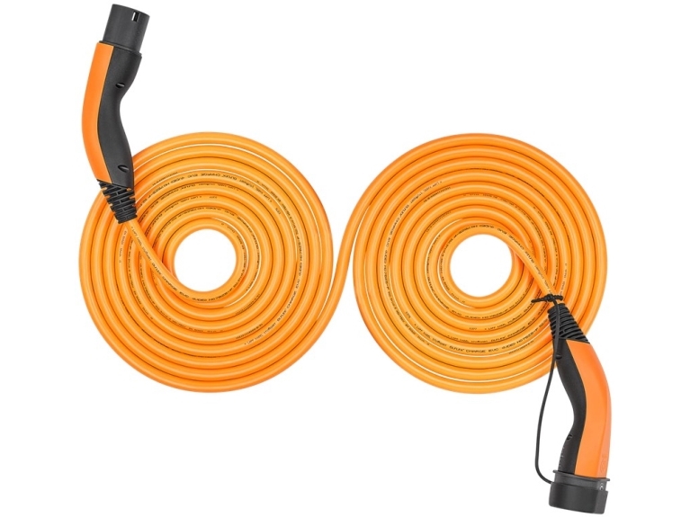 Selbstaufrollendes Ladekabel Typ 2, Bis Zu 22 Kw, 7 M, Orange
