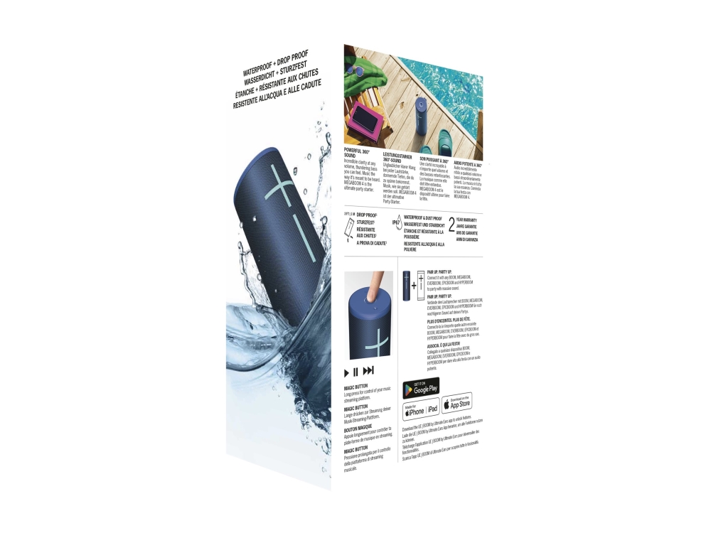 Logitech Ultimate Ears Megaboom 4 Bluetooth-Lautsprecher, Blau