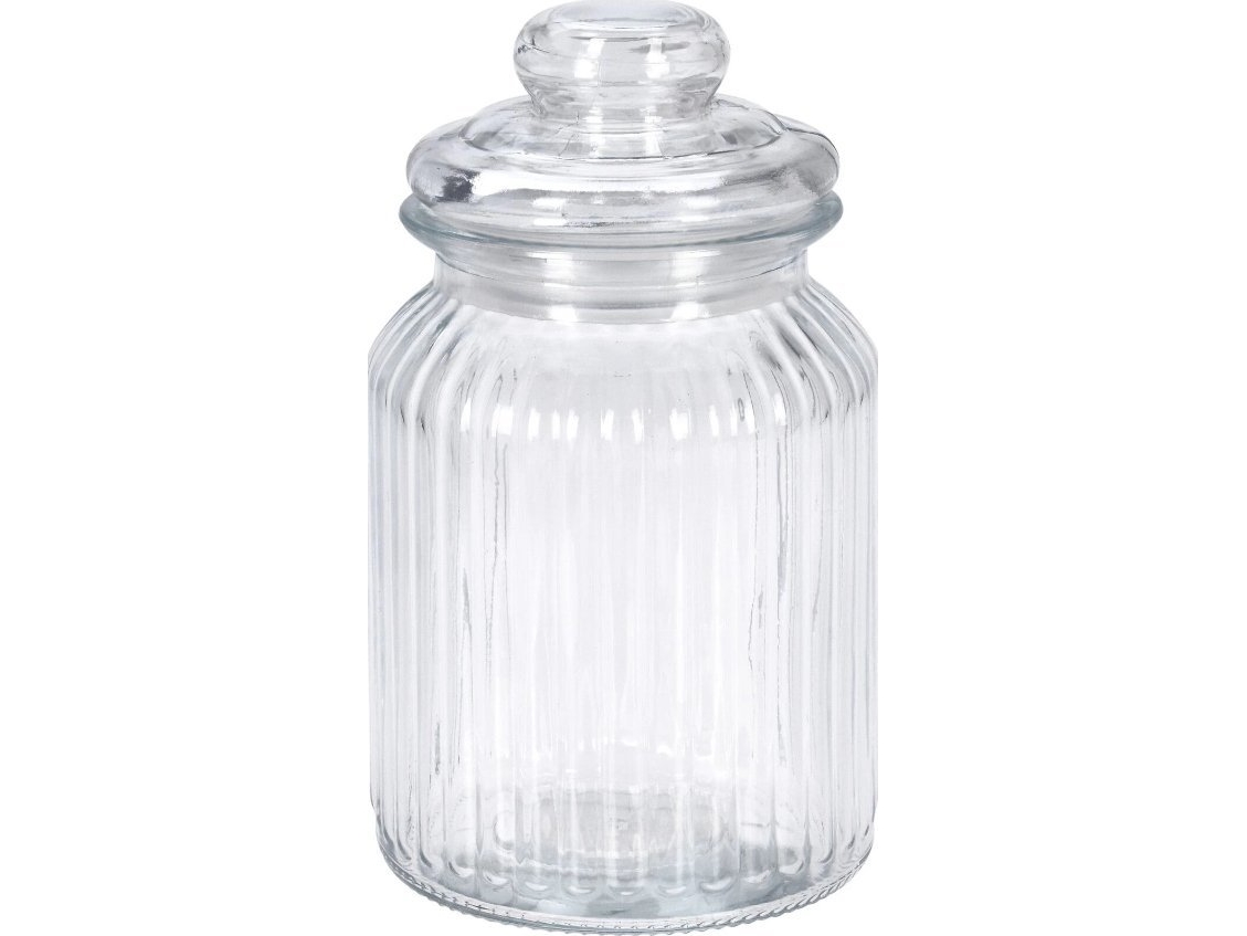 Ribbet krukke med tætsluttende låg, 750 ml