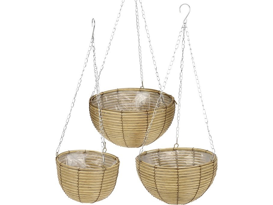Hängande flätade blomsterrabatter, 3 st i olika storlekar | Grill, Bål & Terrasse - Tillbehör till terrassen - Trädgårdsornament | GameStuff