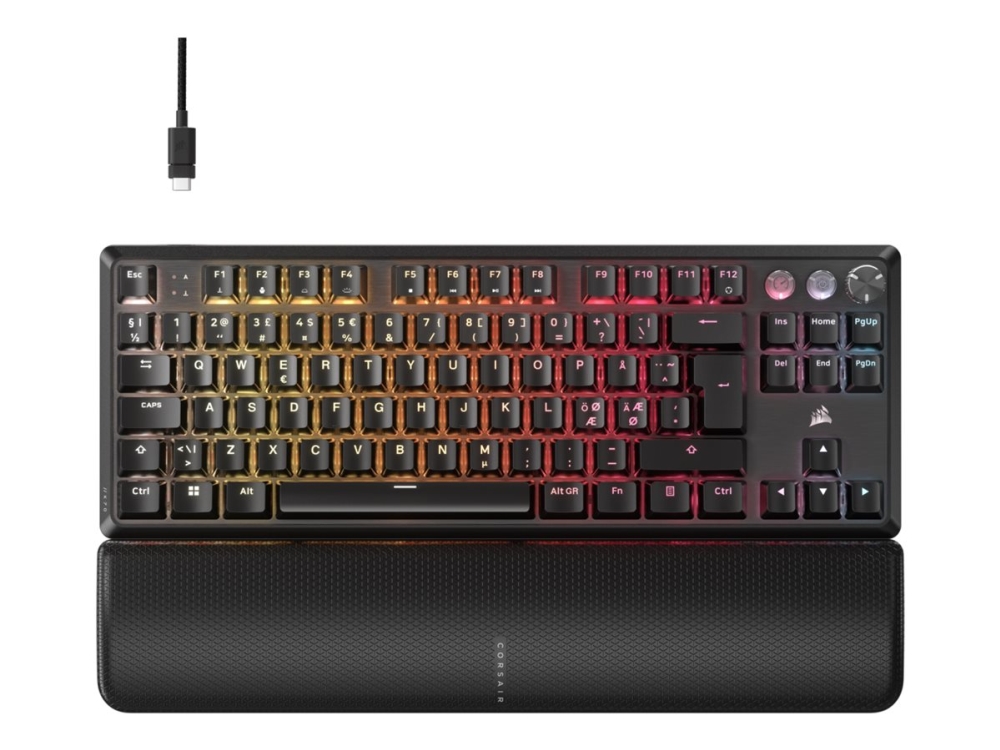 CORSAIR K70 PRO TKL - Tastatur - TKL - baggrundsbelyst - USB - QWERTY - Nordisk - tastkontakt: CORSAIR MGX v2 - sort