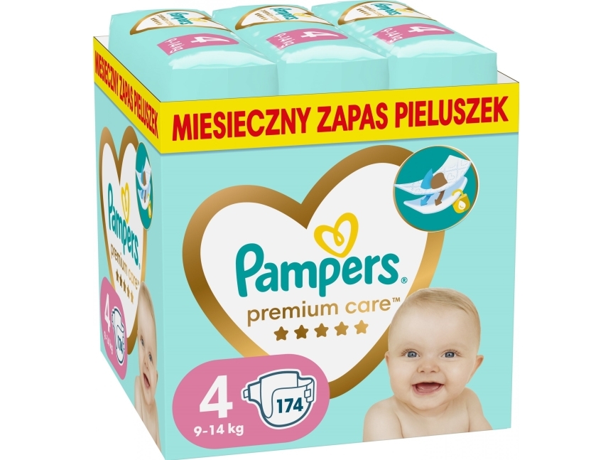 Pampers Premium Care Månedskasse, Størrelse 4 (9-14 Kg), 174 Stk.