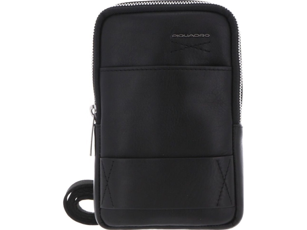 Piquadro, Obidos, Leather, Crossbody Bag, Black, For Men