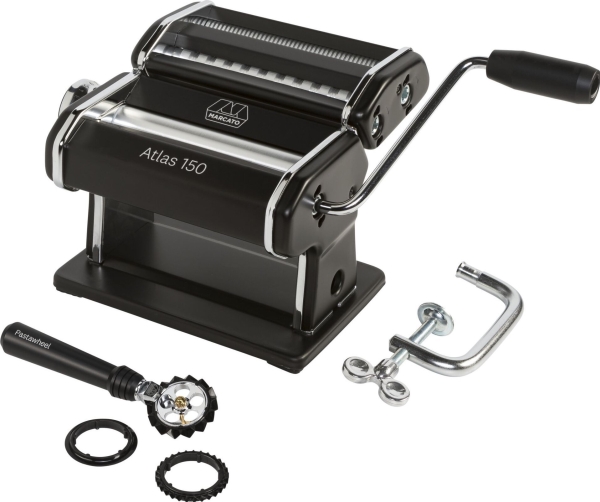 Märkt ATLAS 150 BLACK + PASTA- WHEEL BLACK (AT-150-NER-PW) | Köksapparater - Köksmaskiner - Pastamaskiner | GameStuff