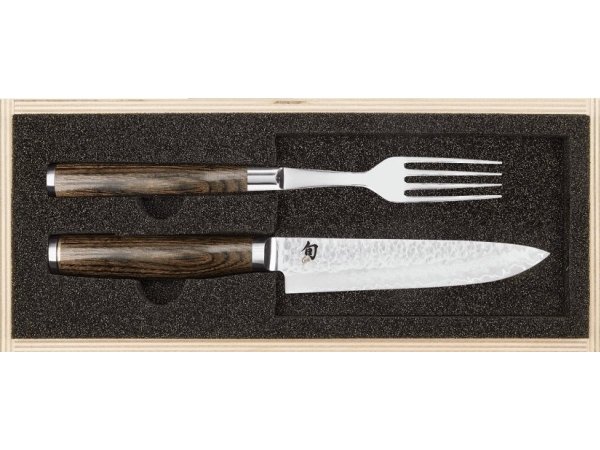 KAI Kai Shun Premier kniv & gaffel sæt Krom/Brun