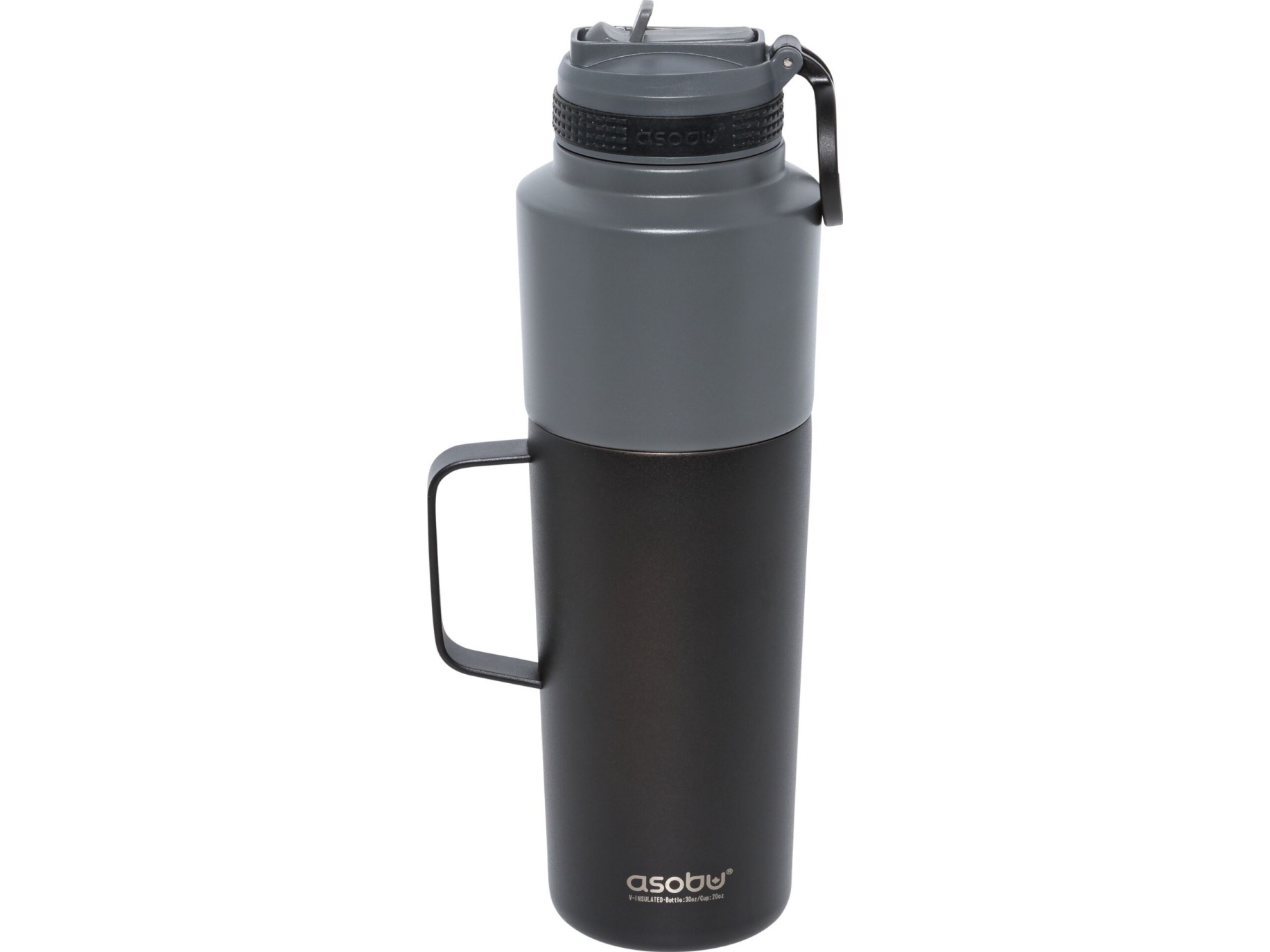 Asobu Twin Pack Bottle with Mug black, 0.9 L + 0.6 L | Hälsa - Tillbehör - Vattenflaskor | GameStuff