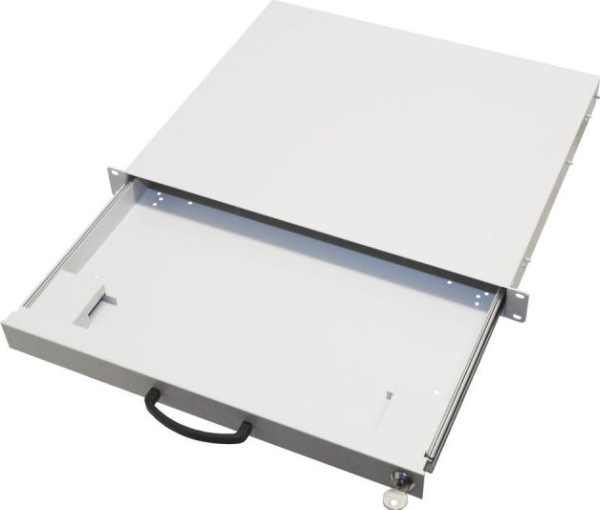 Tecline 19'' Shelf For Keyboard For Mounting To 2 Vertical Rails, 1 U, Light Grey Ral 7035 - 17000122