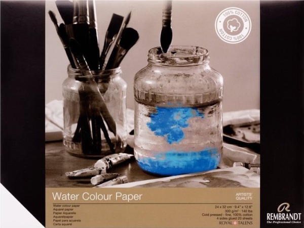 Rembrandt Watercolour paper (100% cotton) 24 x 32 cm, 300 g, 20 sheets | Papper & Emballage - Specialpapper - Design / grafiskt papper | GameStuff