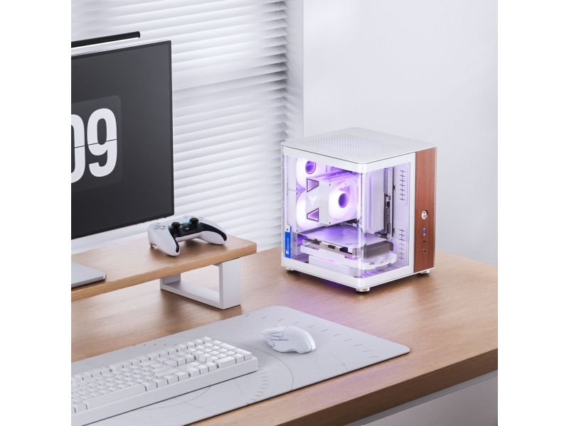 Jonsbo Tk-0 Pc Gehäuse Mini-Tower Mini-Itx Tempered Glass Holz - Weiß (Tk-0 White)