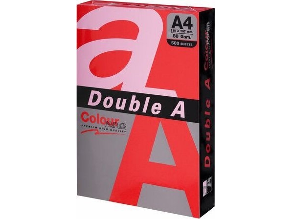 Spalvotas Popierius Double A, 80G, A4, 500 Lapų, Raudona