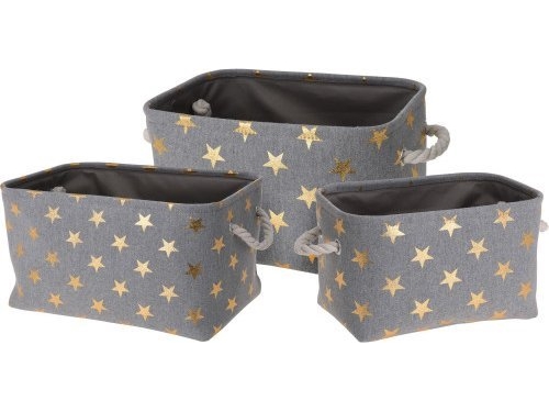 Home Styling Collection STARS förvaringskorgar, 3 storlekar, grå | N - A | GameStuff