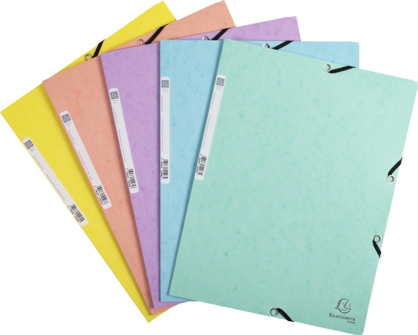 Elastikmappe, Exacompta Aquarel, Ass. Farver, Pakke A 5 Stk