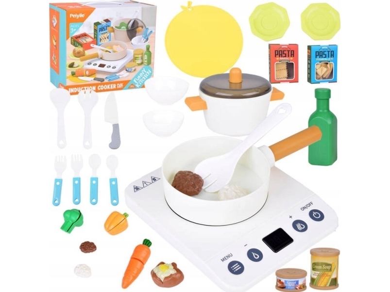 Induktionskomfur + gryder plader grøntsager skæring ZA5246