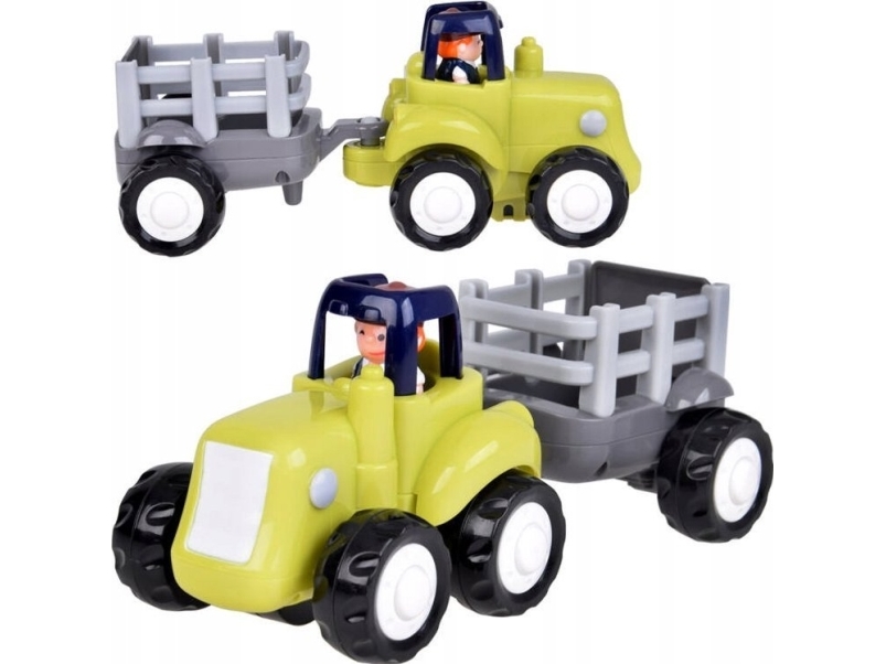 Byggelegetøj traktor til leg med gravemaskine, tromle og anhænger ZA5423