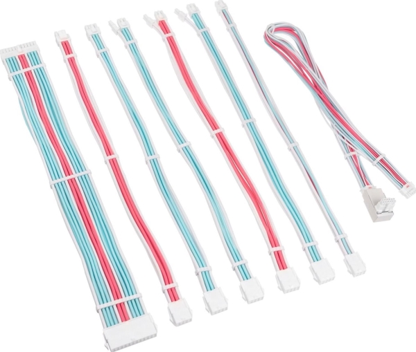 Kolink Core Pro Braided Cable Extension Kit 12V-2X6 Type 2 - Brilliant Baltas/Neon Mėlyna/Pure Rožinė