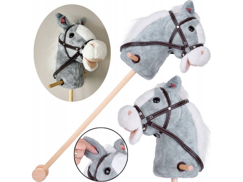 Jokomisiada Hobby Horse gyngehest på pind lyd af galop og brøl + bevægelig mund ZA5442