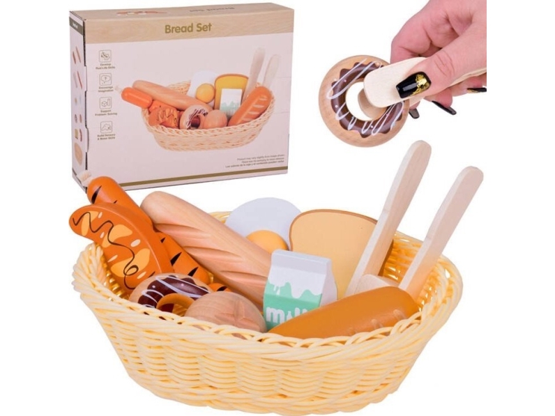 Brødkurv af træ til legemad 11ele ZA5383