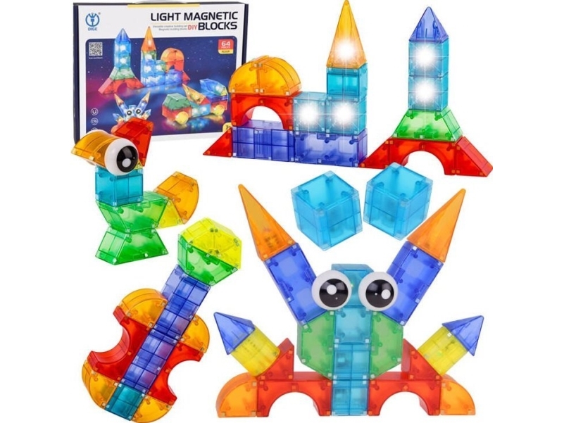 Yokomisiad 3D oplyste magnetiske blokke 64 ele ZA5240