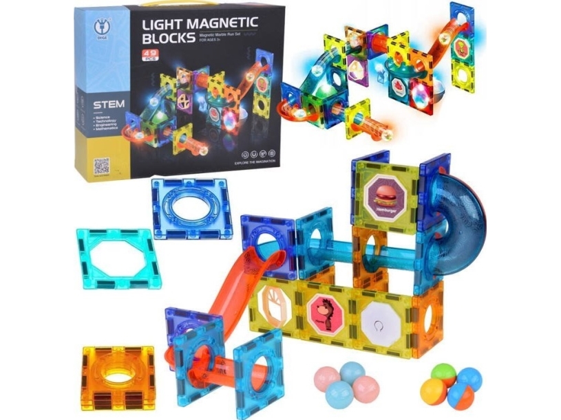 Yokomisiad 3D-magnetiska klossar för barn Bygg en lysande kulbana 49 ele ZA5250 | N - A | GameStuff