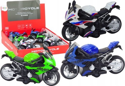 LeanToys Sportmotorcykel med friktionsdrift 3 färger Vit Grön Blå LEAN Toys | Leksaker - Bilar och andra fordon - Motorcyklar | GameStuff