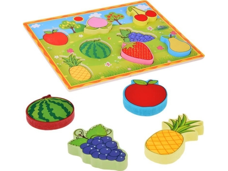 Jokomisiada pædagogisk træpuslespil Frugter matcher 8 brikker ZA5255