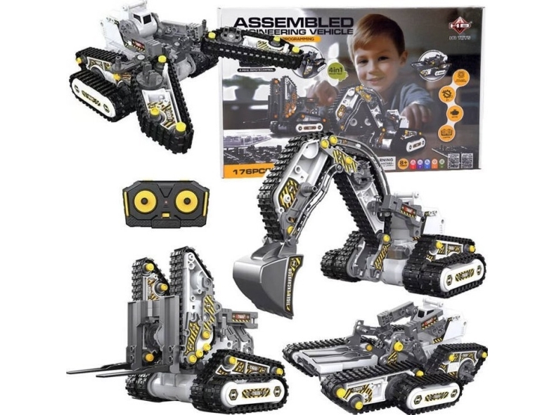 Jokomisiada 4-i-1-sæt til entreprenørmaskiner, fjernstyret, 176 dele RC0694