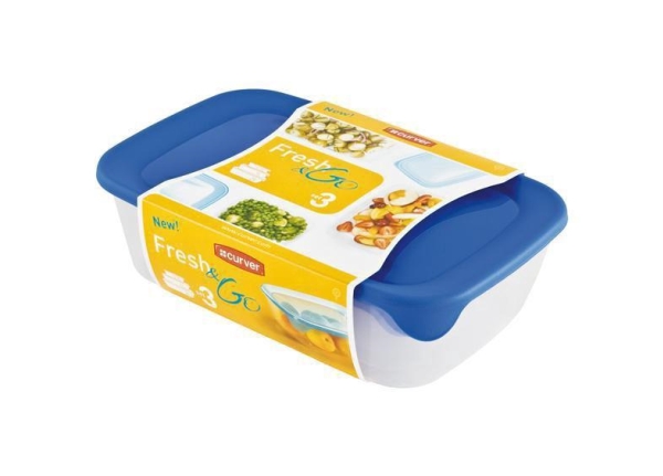 Curver Fresh&amp Go blå 3 stk. beholdersæt (182598)