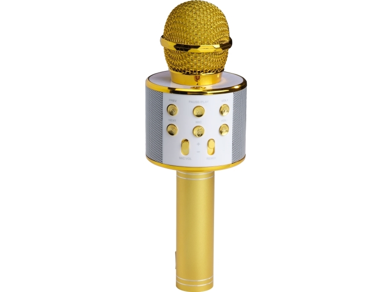 Denver Bluetooth Karaoke Microphone with built-in speaker. Gold colour
