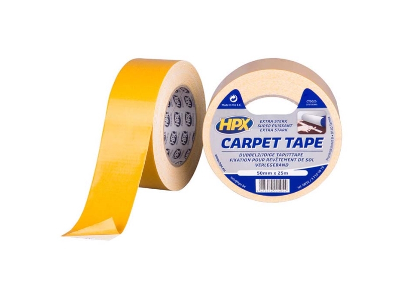 HPX tppe-gulvtape, dobbeltklbende, hvid, 50 mm x 25 m