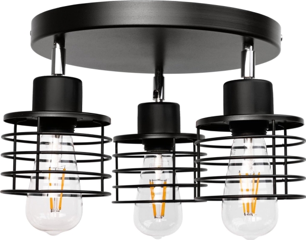 Pendelarmatur Orno Isla Vagg Och Takarmatur Max. Effekt 3x60w E27 Svart Rund Sockel Enkelsidig Rörliga Lamphuvuden